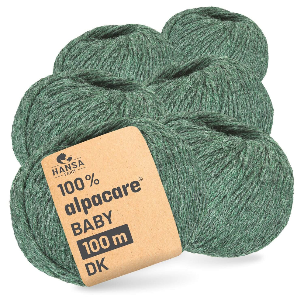 alpacare® Baby 100 DK waschbar HF275 - 6x50g Alpakawolle Smaragd Melange