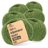 alpacare® Baby 100 DK waschbar HF285 - 6x50g Alpakawolle Mittelgrün Melange