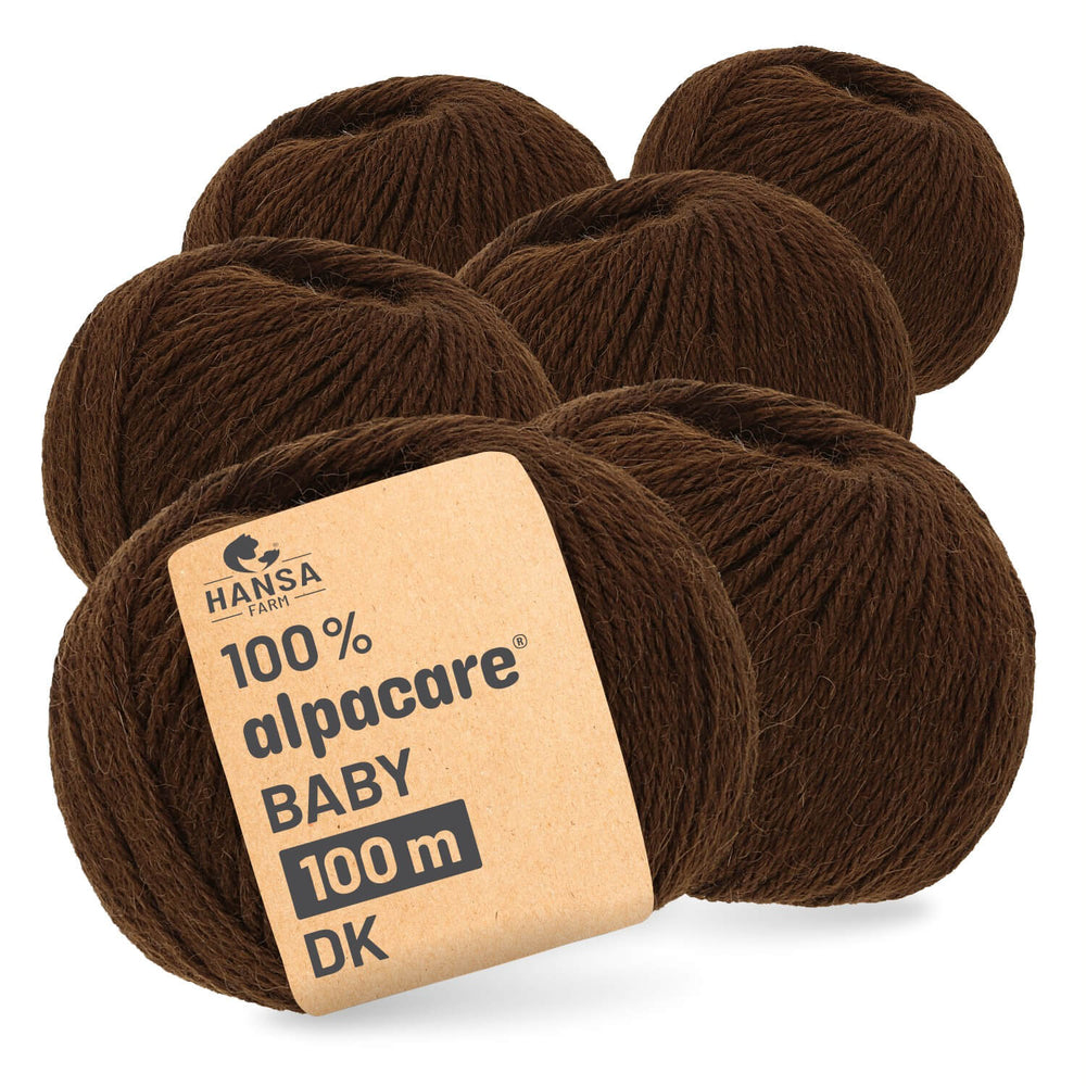 alpacare® Baby 100 DK waschbar NFA08 - 6x50g Alpakawolle Schoko
