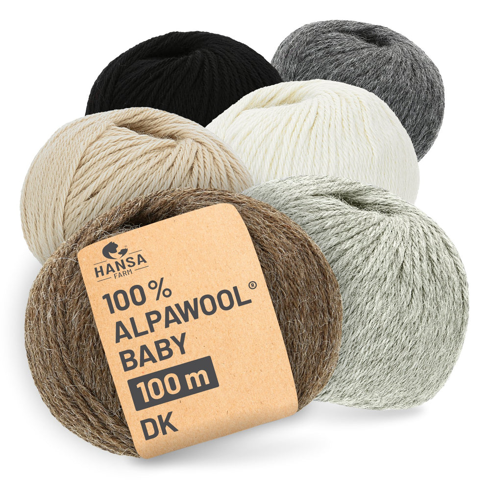 Alpawool® Baby 100 DK Mix - 6x50g Alpaca Wool Natural Mix Set