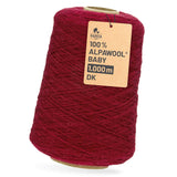 Alpawool® Baby 100 DK CF179 - 500g Alpaca Wool Cone Wine Red