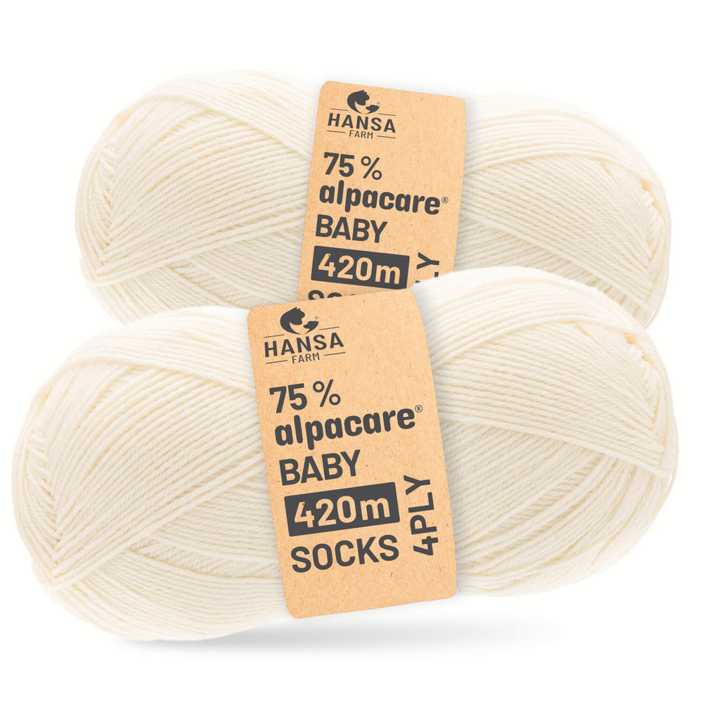 alpacare® Baby Socks waschbar NFA01 - 2x112g Alpakawolle Natur