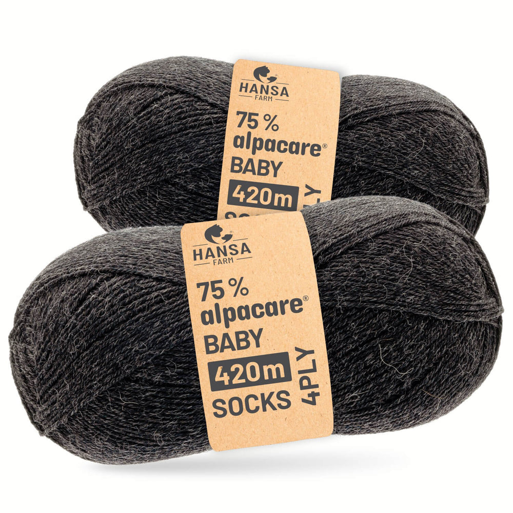 alpacare® Baby Socks waschbar NFA14 - 2x112g Alpakawolle Anthrazit
