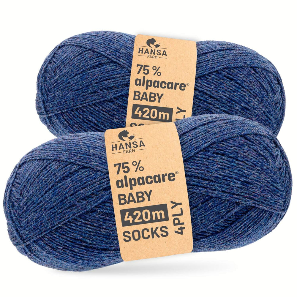 alpacare® Baby Socks waschbar HF236 - 2x112g Alpakawolle Dunkelblau Melange