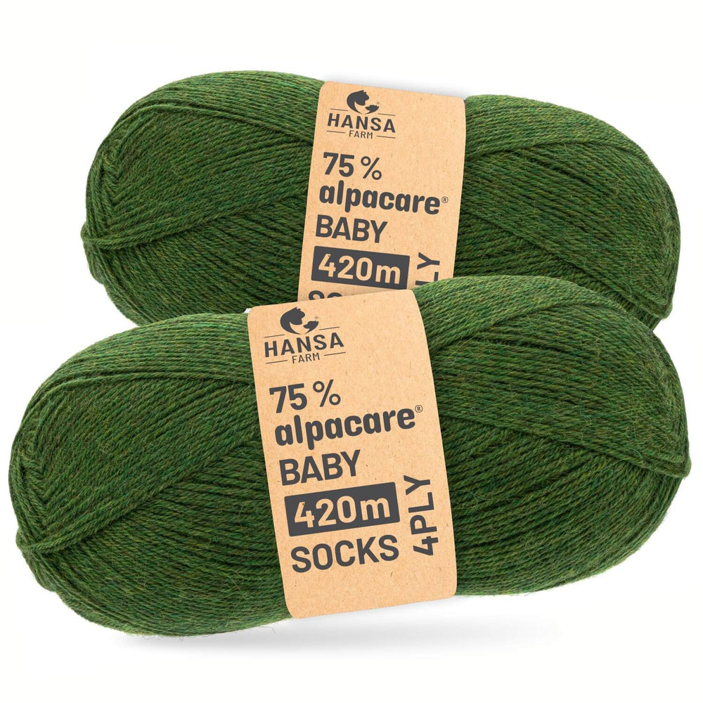 alpacare® Baby Socks waschbar HF285 - 2x112g Alpakawolle Mittelgrün Melange