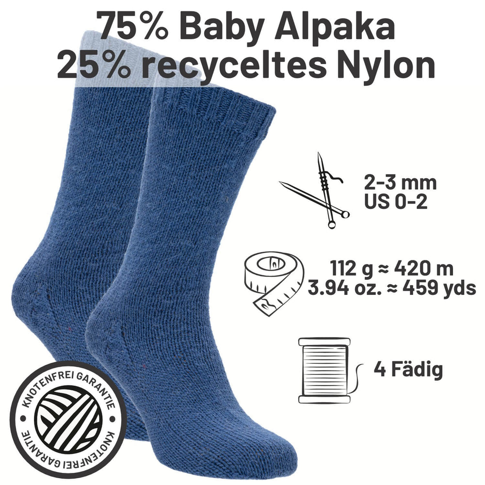 alpacare® Baby Socks waschbar CF245 - 2x112g Alpakawolle Jeansblau