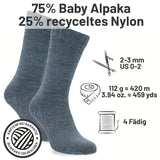 alpacare® Baby Socks waschbar HF243 - 2x112g Alpakawolle Grau-Grün Melange