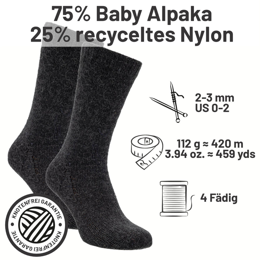 alpacare® Baby Socks waschbar NFA14 - 2x112g Alpakawolle Anthrazit