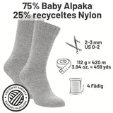 alpacare® Baby Socks waschbar NFA10 - 2x112g Alpakawolle Hellgrau
