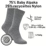 alpacare® Baby Socks waschbar NFA12 - 2x112g Alpakawolle Dunkelgrau