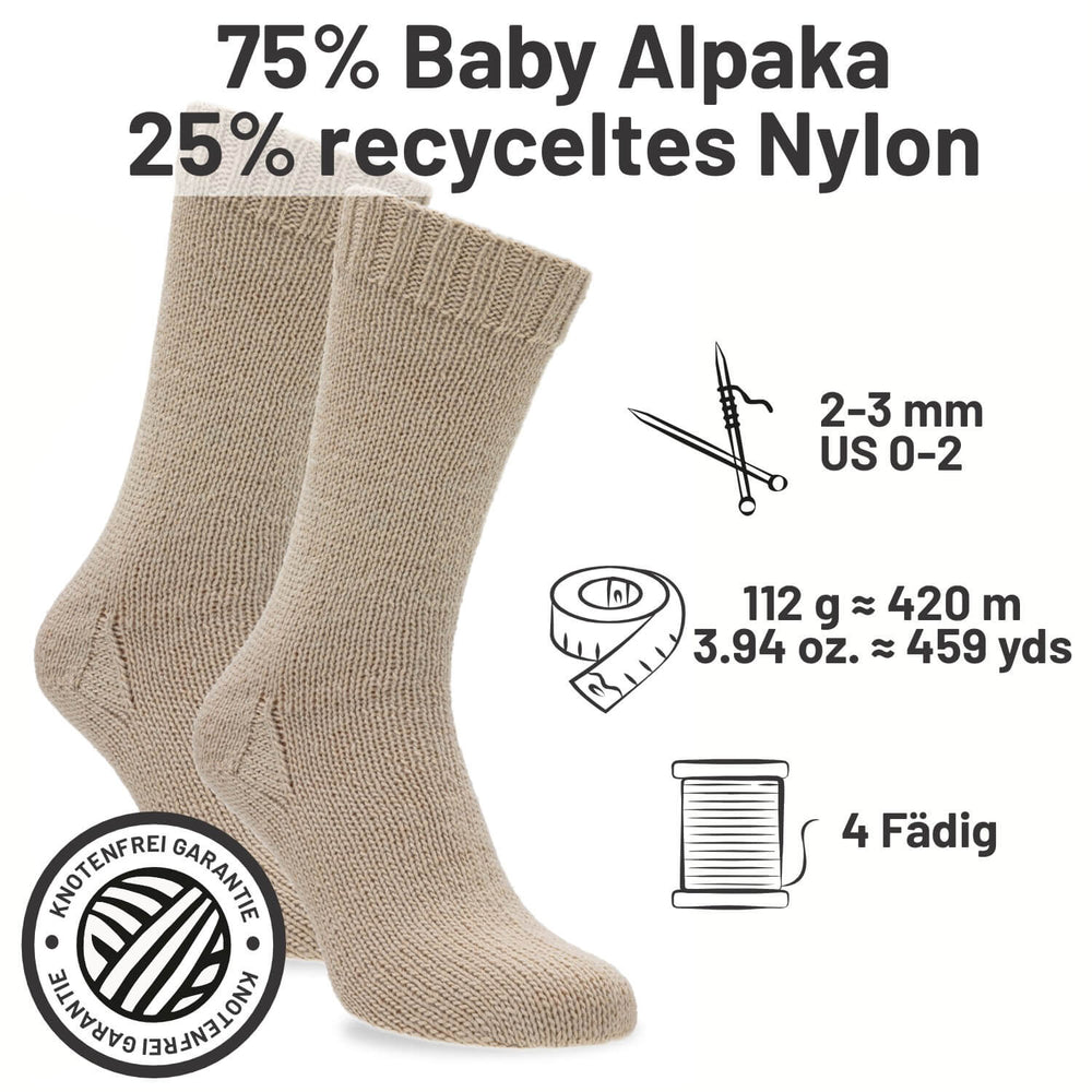 alpacare® Baby Socks waschbar NFA02 - 2x112g Alpakawolle Beige