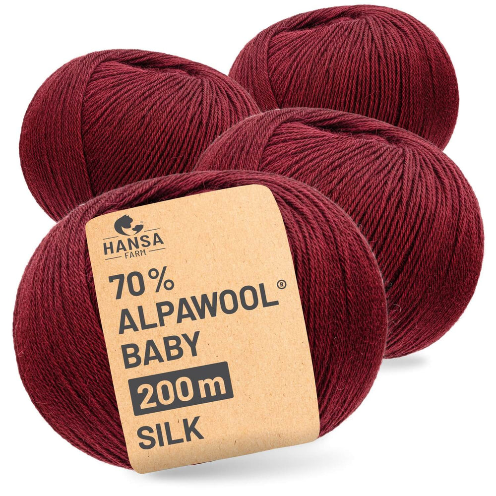 Alpawool® Baby Silk CF179 - 4x50g Alpakawolle Weinrot
