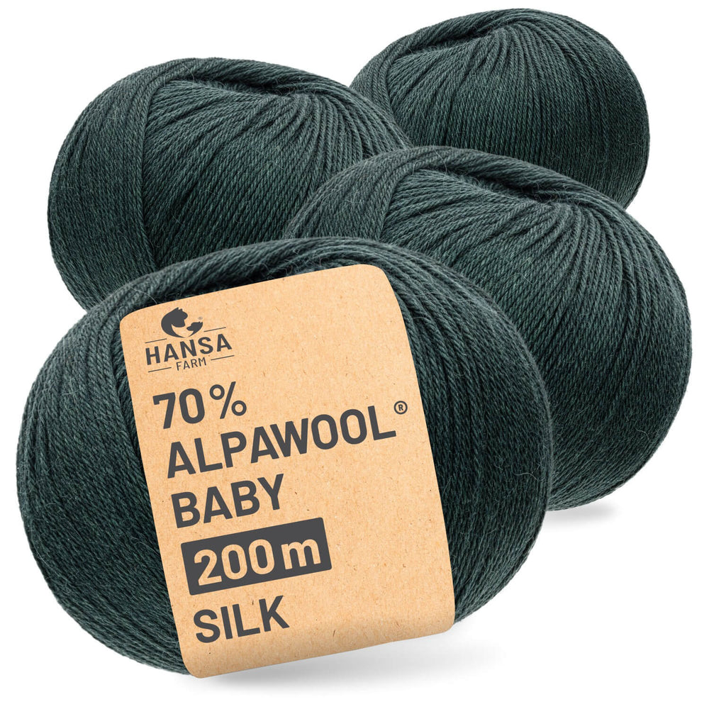 Alpawool® Baby Silk CF278 - 4x50g Alpakawolle Dunkelgrün