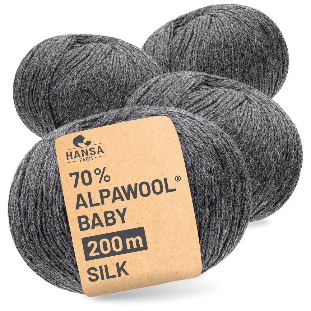 Alpawool® Baby Silk NFA12 - 4x50g Alpakawolle Dunkelgrau