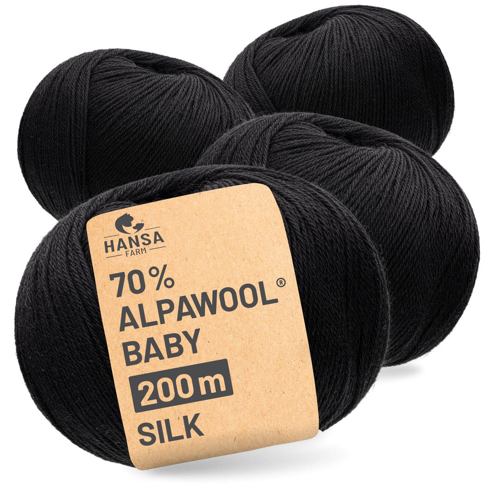 Alpawool® Baby Silk NFA15 - 4x50g Alpakawolle Schwarz