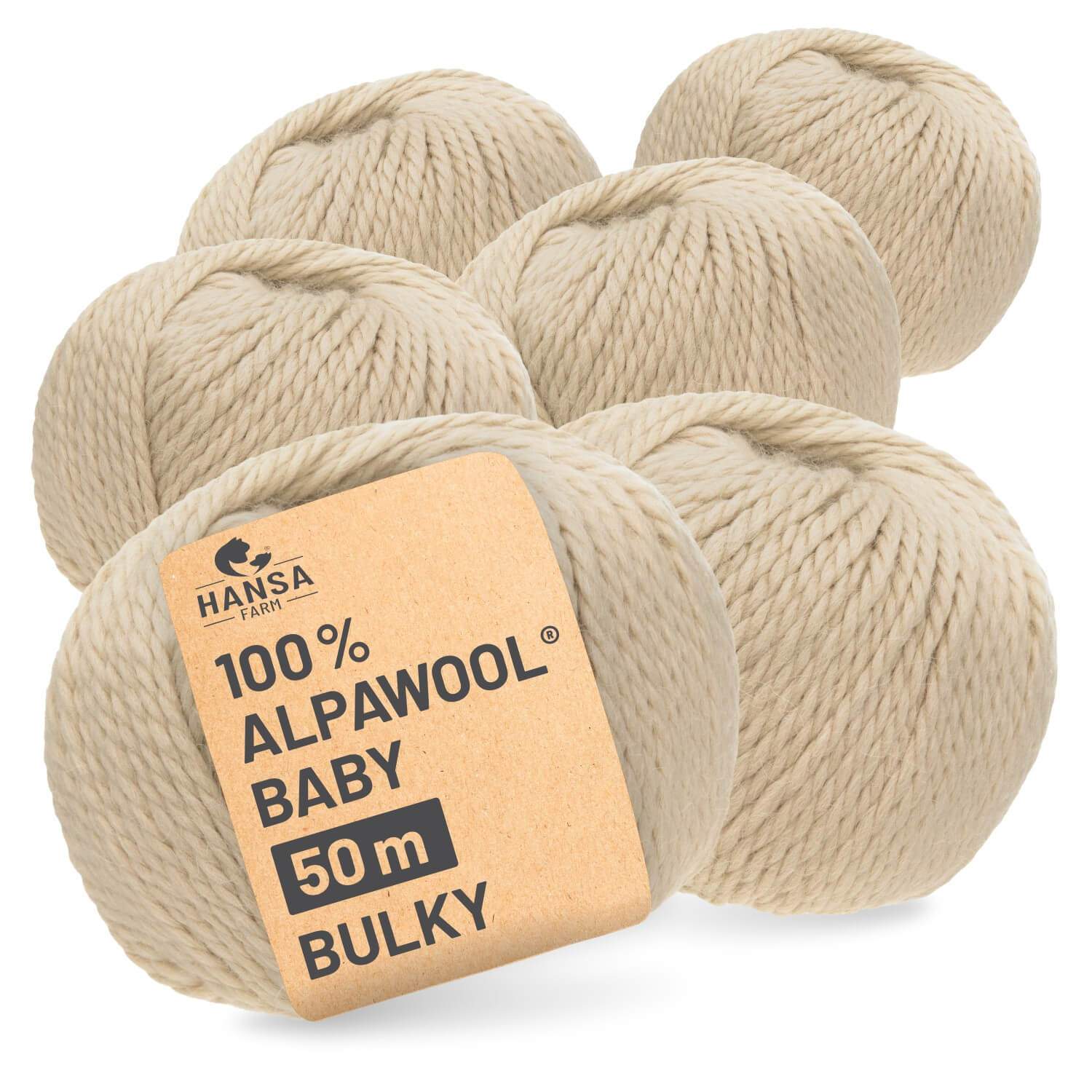 Etikett Wollknäuel, hell beige