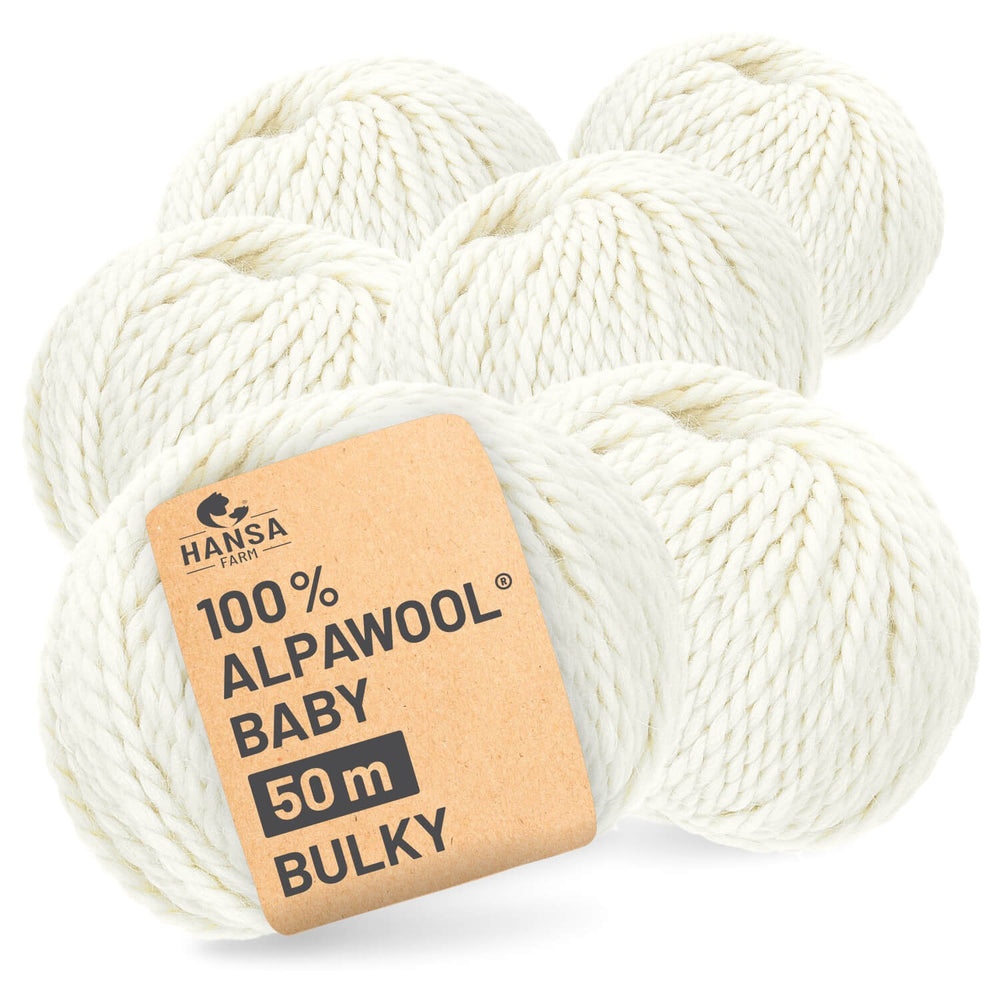Alpawool® Baby 50 Bulky NFA01 - 6x50g Alpaca Wool Natural