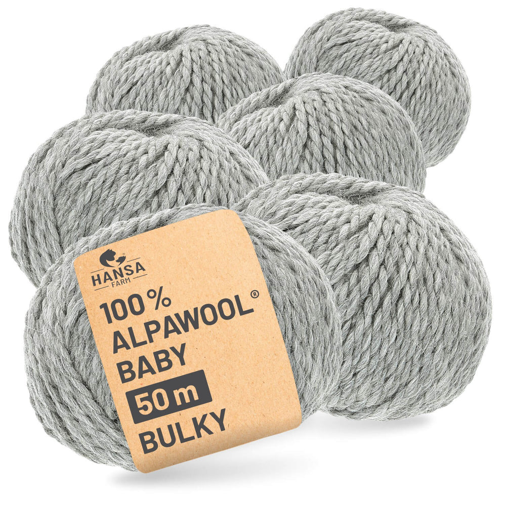 Alpawool® Baby 50 Bulky NFA10 - 6x50g Alpaca Wool Light Grey