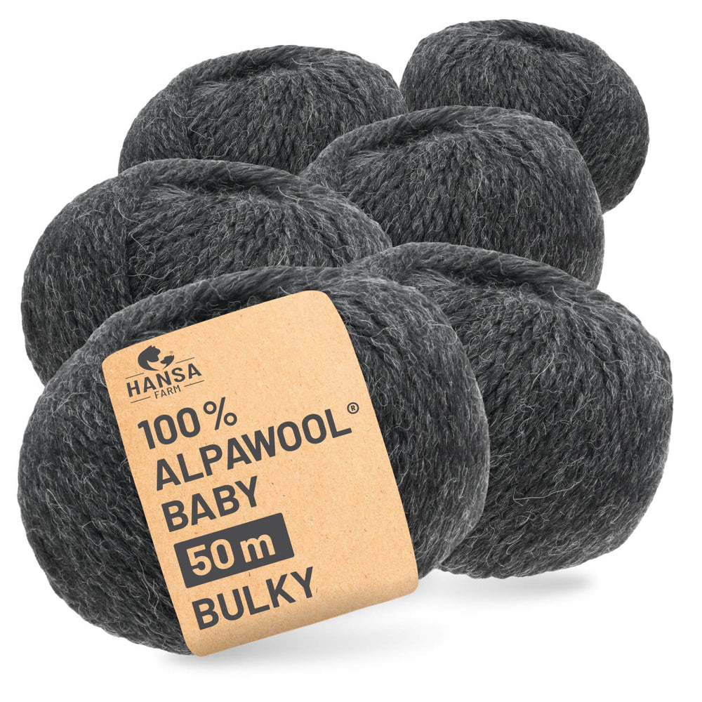 Alpawool® Baby 50 Bulky NFA14 - 6x50g Alpaca Wool Anthracite