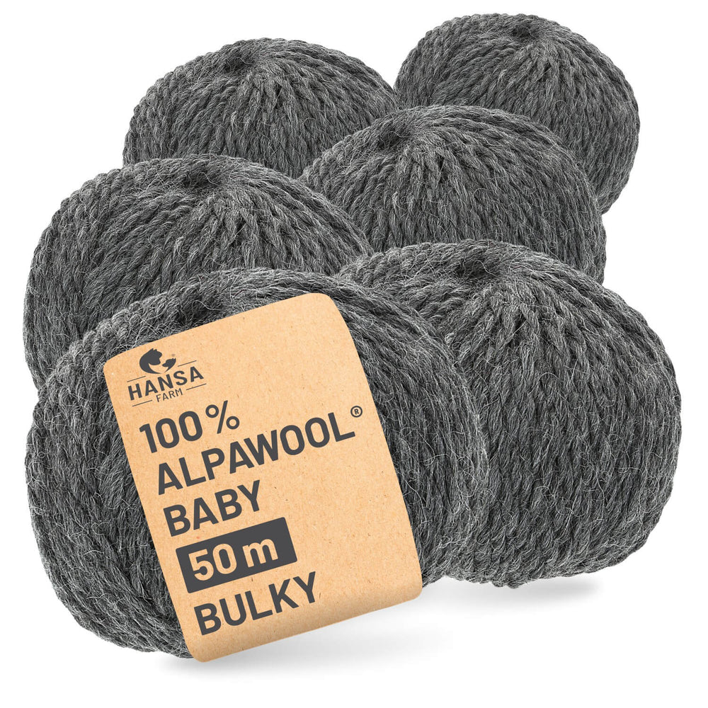 Alpawool® Baby 50 Bulky NFA12 - 6x50g Alpaca Wool Dark Grey