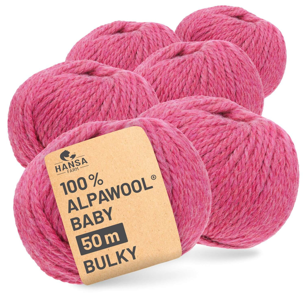 Alpawool® Baby 50 Bulky HF191 - 6x50g Alpaca Wool Raspberry Cream Melange