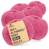 Alpawool® Baby 50 Bulky HF191 - 6x50g Alpaca Wool Raspberry Cream Melange