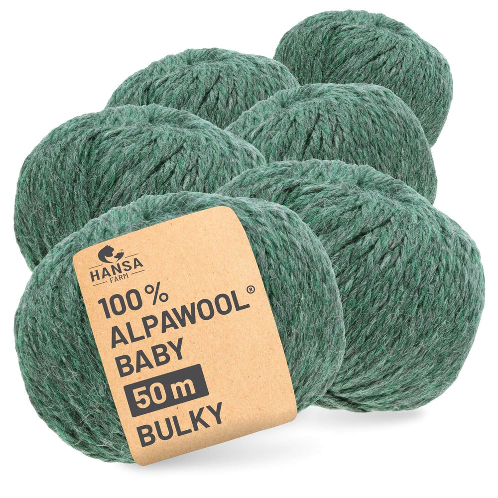 Alpawool® Baby 50 Bulky HF275 - 6x50g Alpaca Wool Emerald Melange