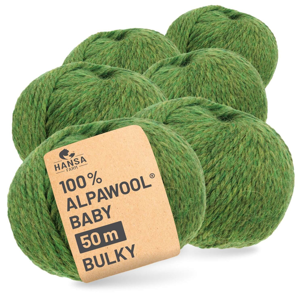 Alpawool® Baby 50 Bulky HF285 - 6x50g Alpaca Wool Medium Green Melange