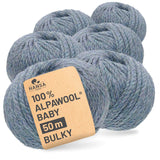 Alpawool® Baby 50 Bulky HF243 - 6x50g Alpaca Wool Grey-Green Melange