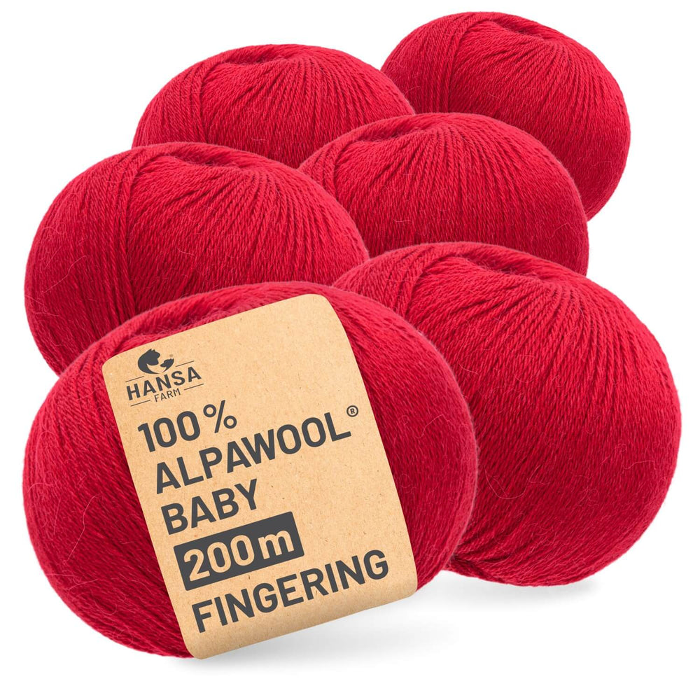 Alpawool® Baby 200 Fingering CF177 - 6x50g Alpakawolle Rot
