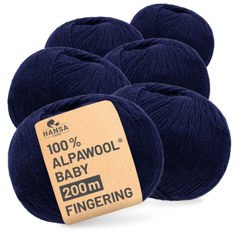 Alpawool® Baby 200 Fingering CF239 - 6x50g Alpakawolle Dunkelblau