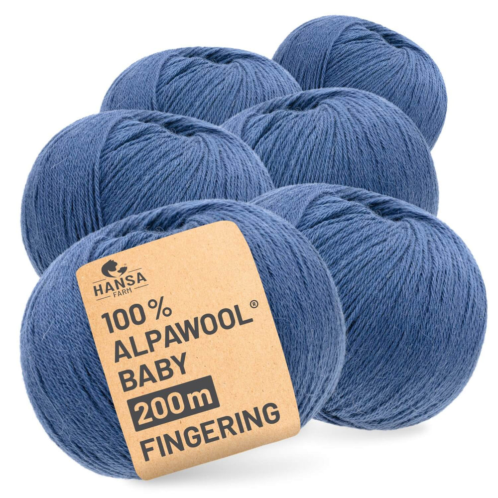 Alpawool® Baby 200 Fingering CF245 - 6x50g Alpakawolle Jeansblau