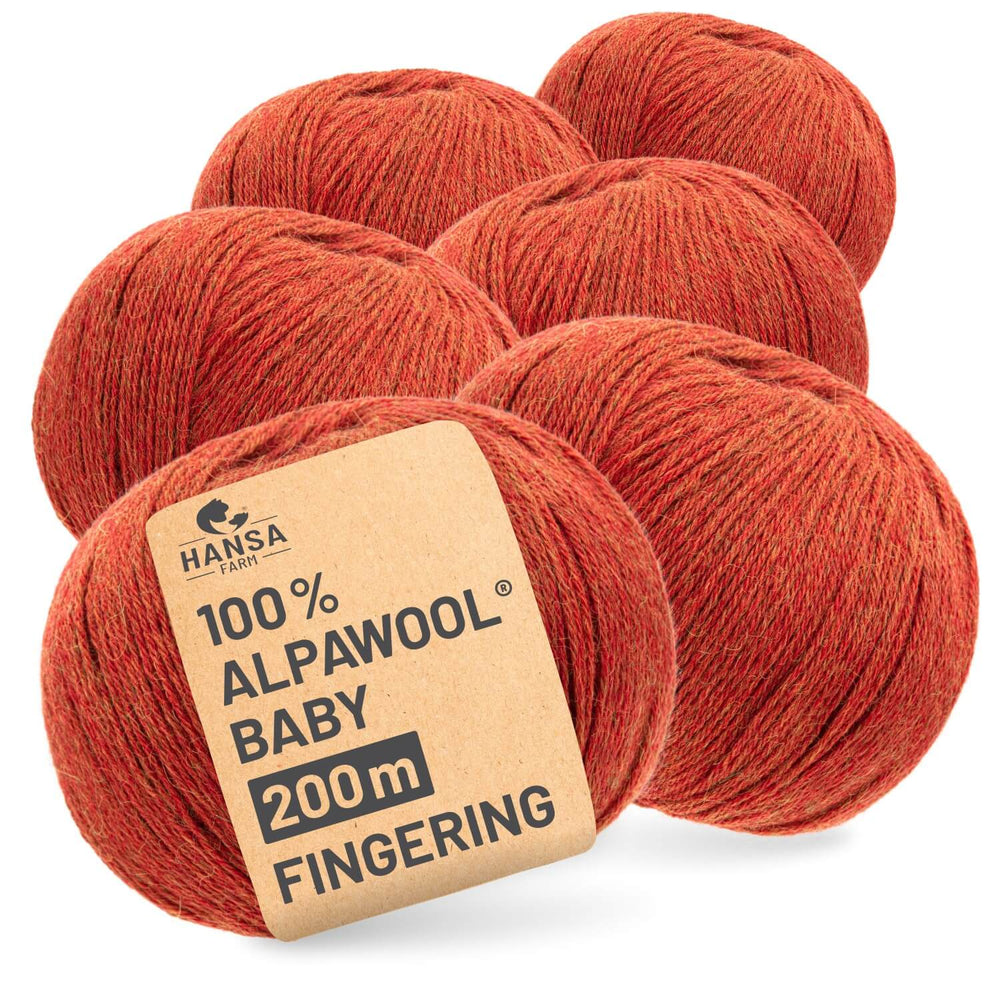 Alpawool® Baby 200 Fingering HF149 - 6x50g Alpakawolle Orange Melange
