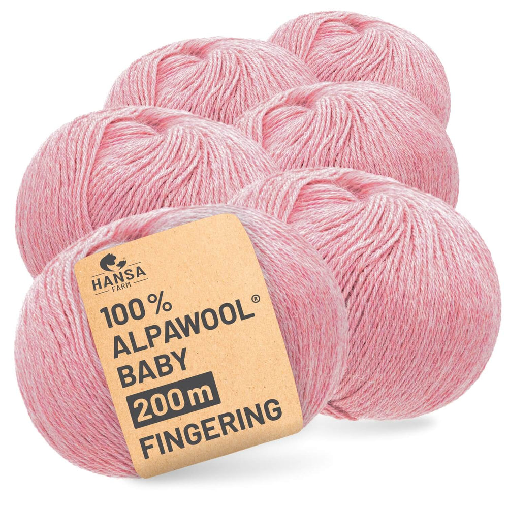 Alpawool® Baby 200 Fingering HF161 - 6x50g Alpakawolle Perlrosa Melange