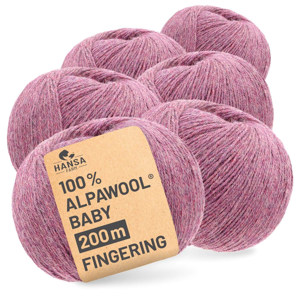 Alpawool® Baby 200 Fingering HF197 - 6x50g Alpakawolle Beere Melange