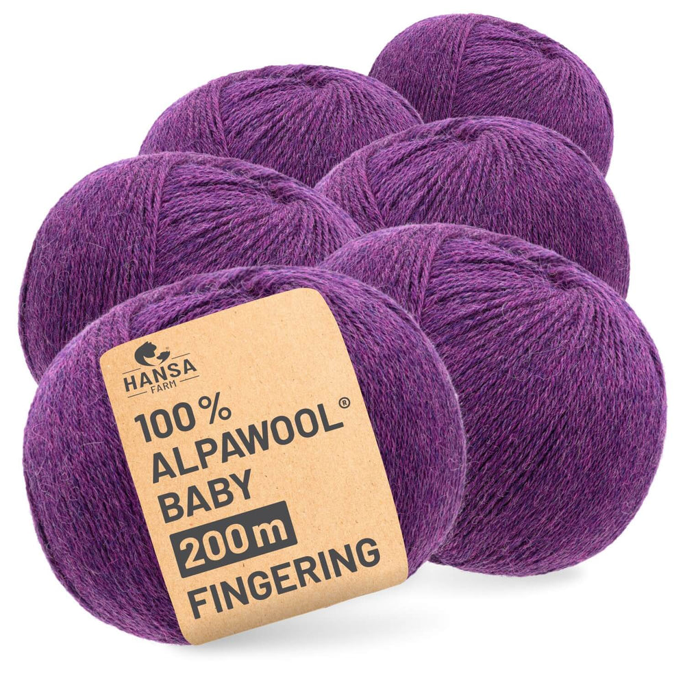 Alpawool® Baby 200 Fingering HF204 - 6x50g Alpakawolle Lila Melange