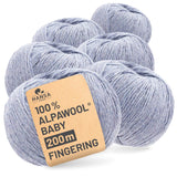 Alpawool® Baby 200 Fingering HF241 - 6x50g Alpakawolle Gletscher Melange