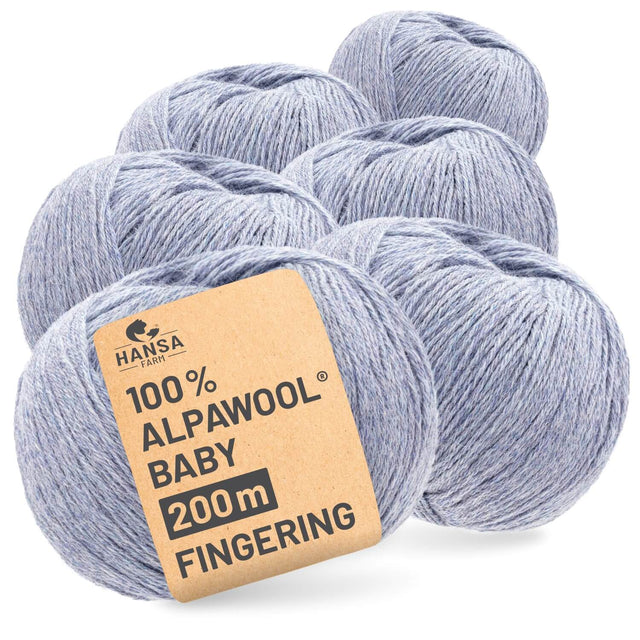 Alpawool® Baby 200 Fingering HF241 - 6x50g Alpakawolle Gletscher Melange