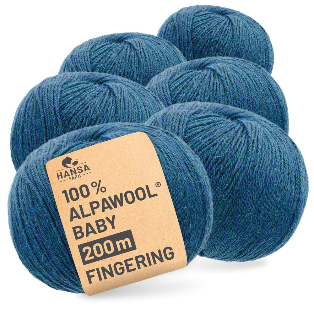 Alpawool® Baby 200 Fingering HF259 - 6x50g Alpakawolle Deep Ocean Melange