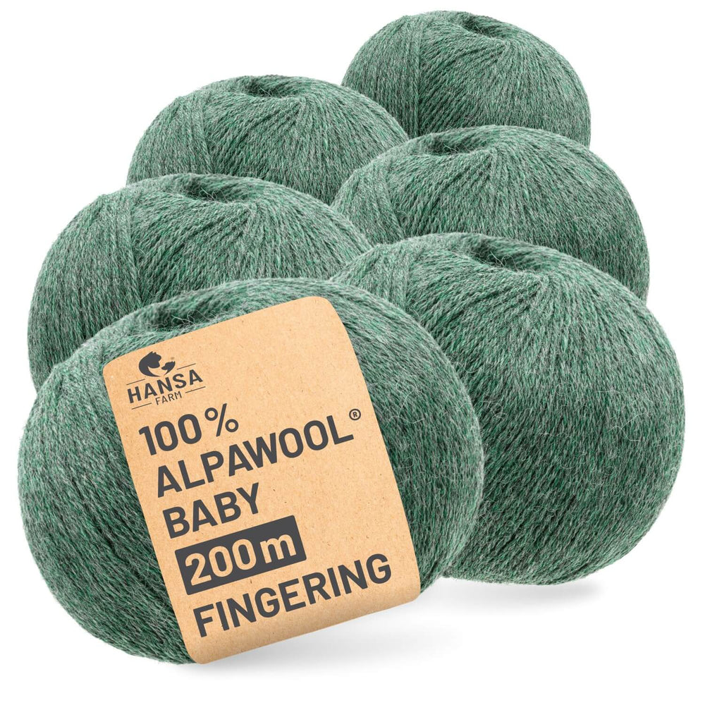 Alpawool® Baby 200 Fingering HF275 - 6x50g Alpakawolle Smaragd Melange