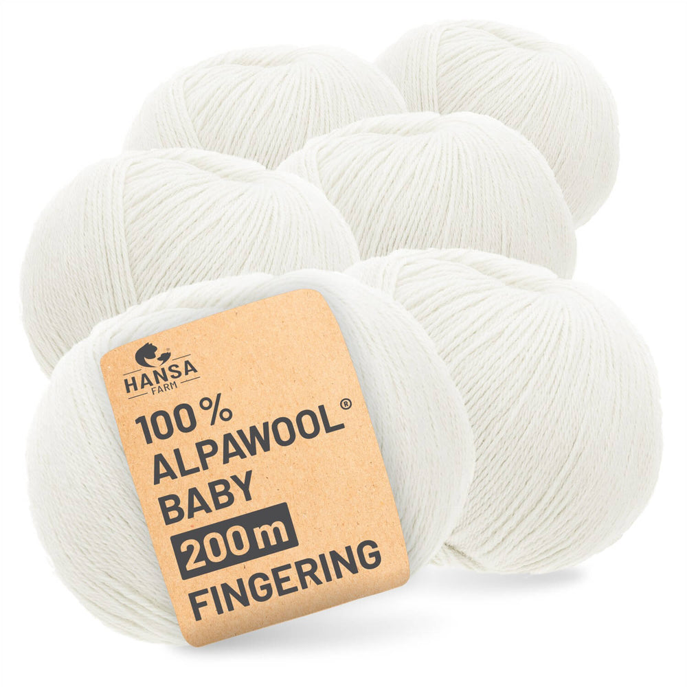 Alpawool® Baby 200 Fingering NFA01 - 6x50g Alpakawolle Natur