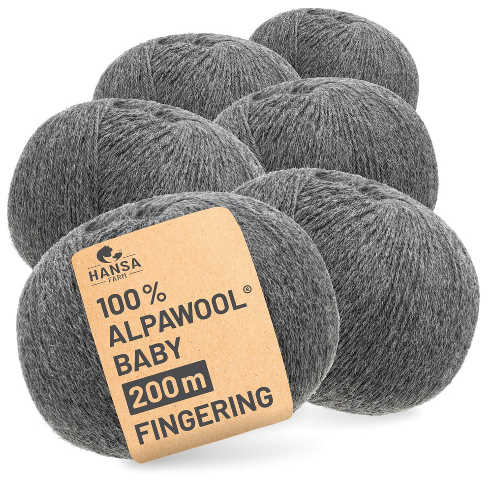 Alpawool® Baby 200 Fingering NFA12 - 6x50g Alpakawolle Dunkelgrau