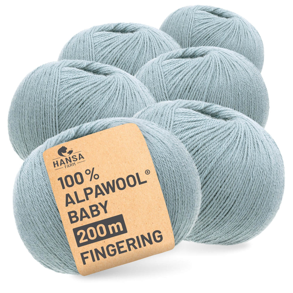 Alpawool® Baby 200 Fingering CF243 - 6x50g Alpakawolle Eisblau