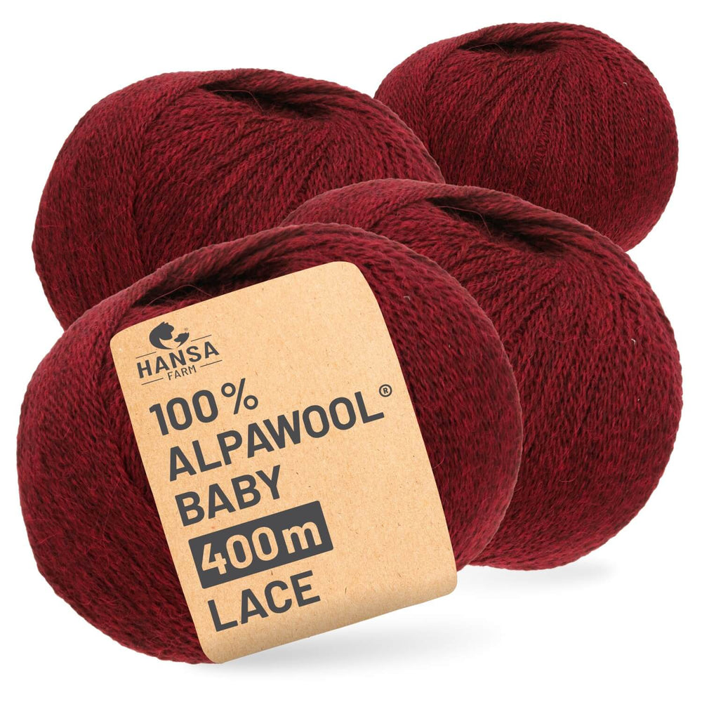 Alpawool® Baby 400 Lace HF179 - 4x50g Alpaca Wool Wine Red Melange