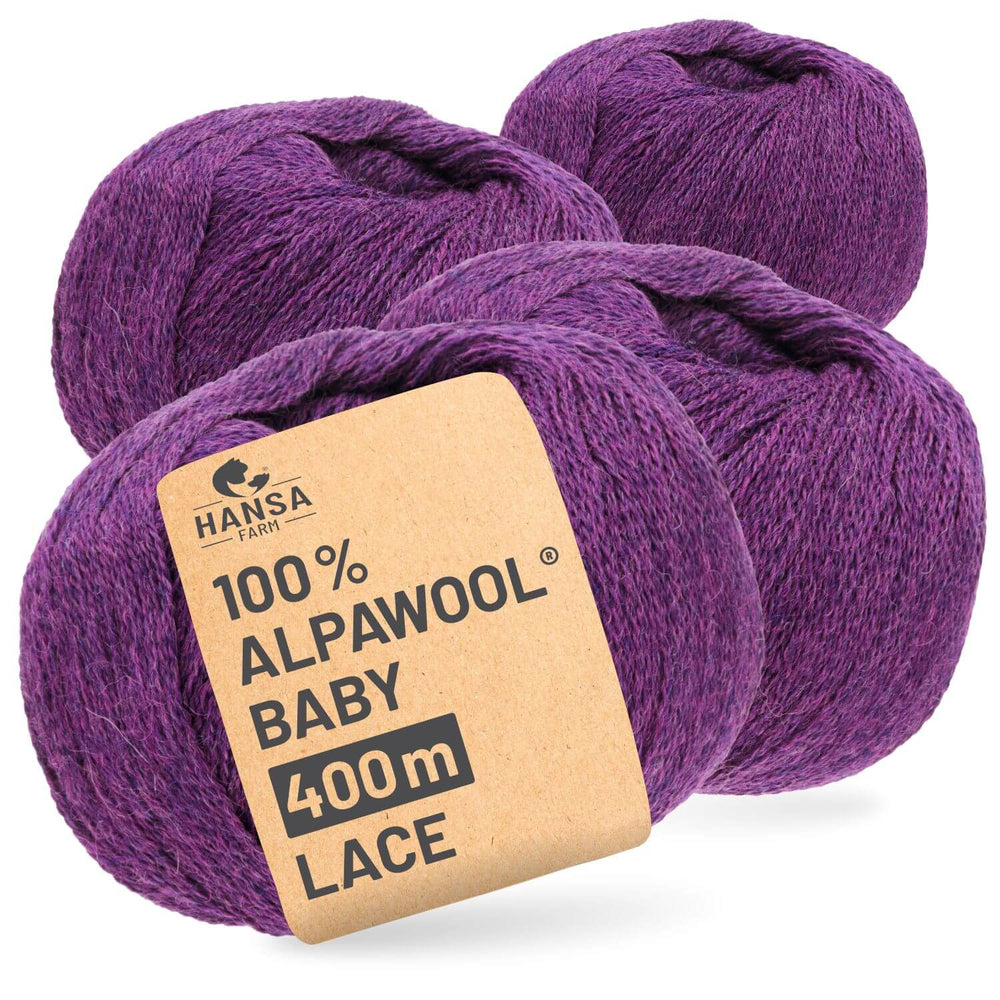 Alpawool® Baby 400 Lace HF204 - 4x50g Alpaca Wool Purple Melange