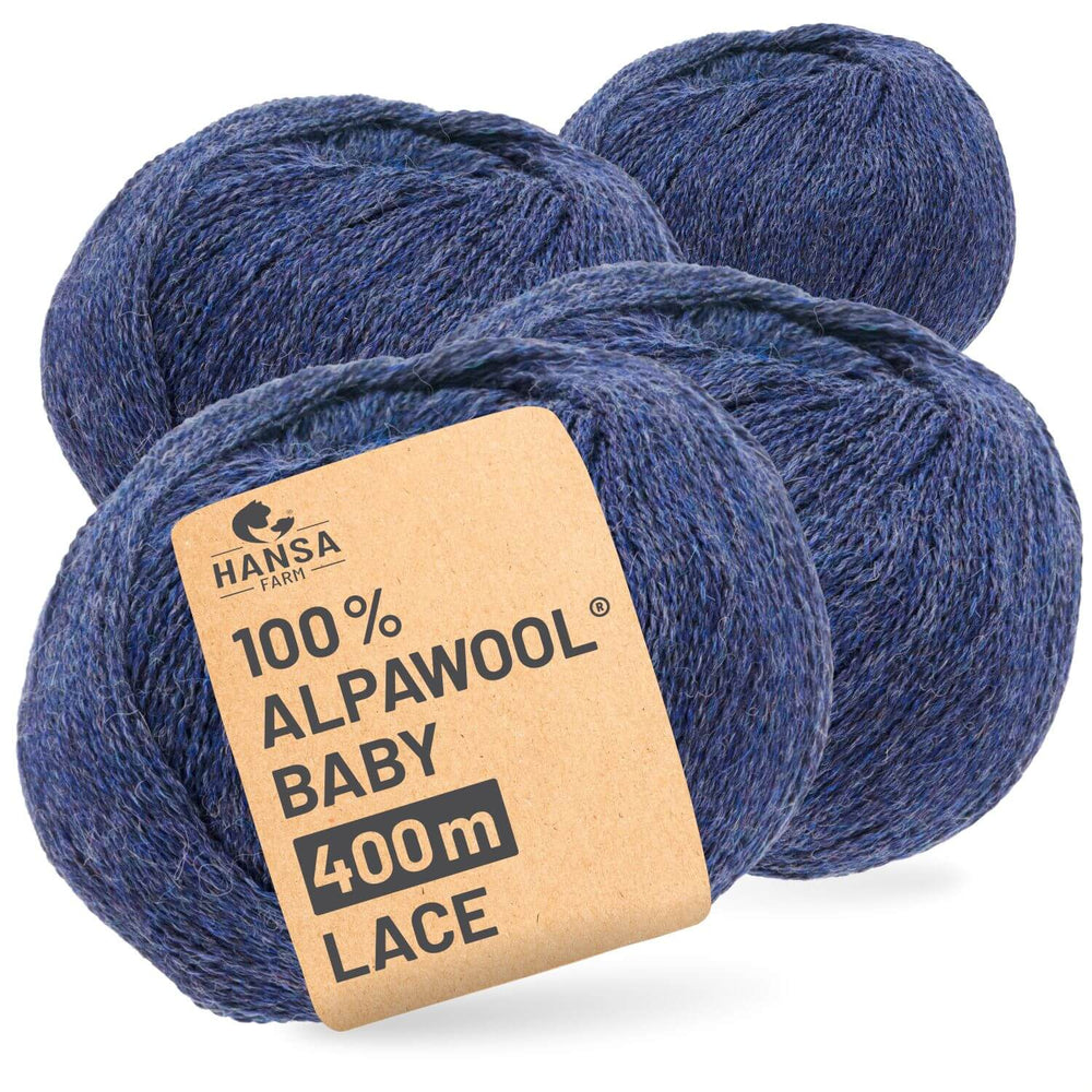 Alpawool® Baby 400 Lace HF236 - 4x50g Alpaca Wool Dark Blue Melange