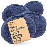 Alpawool® Baby 400 Lace HF236 - 4x50g Alpaca Wool Dark Blue Melange