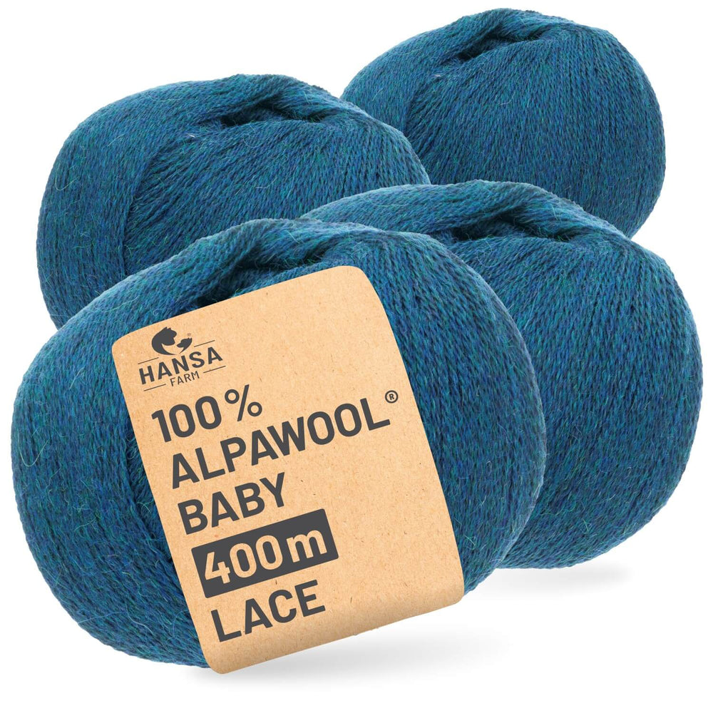 Alpawool® Baby 400 Lace HF259 - 4x50g Alpaca Wool Deep Ocean Melange