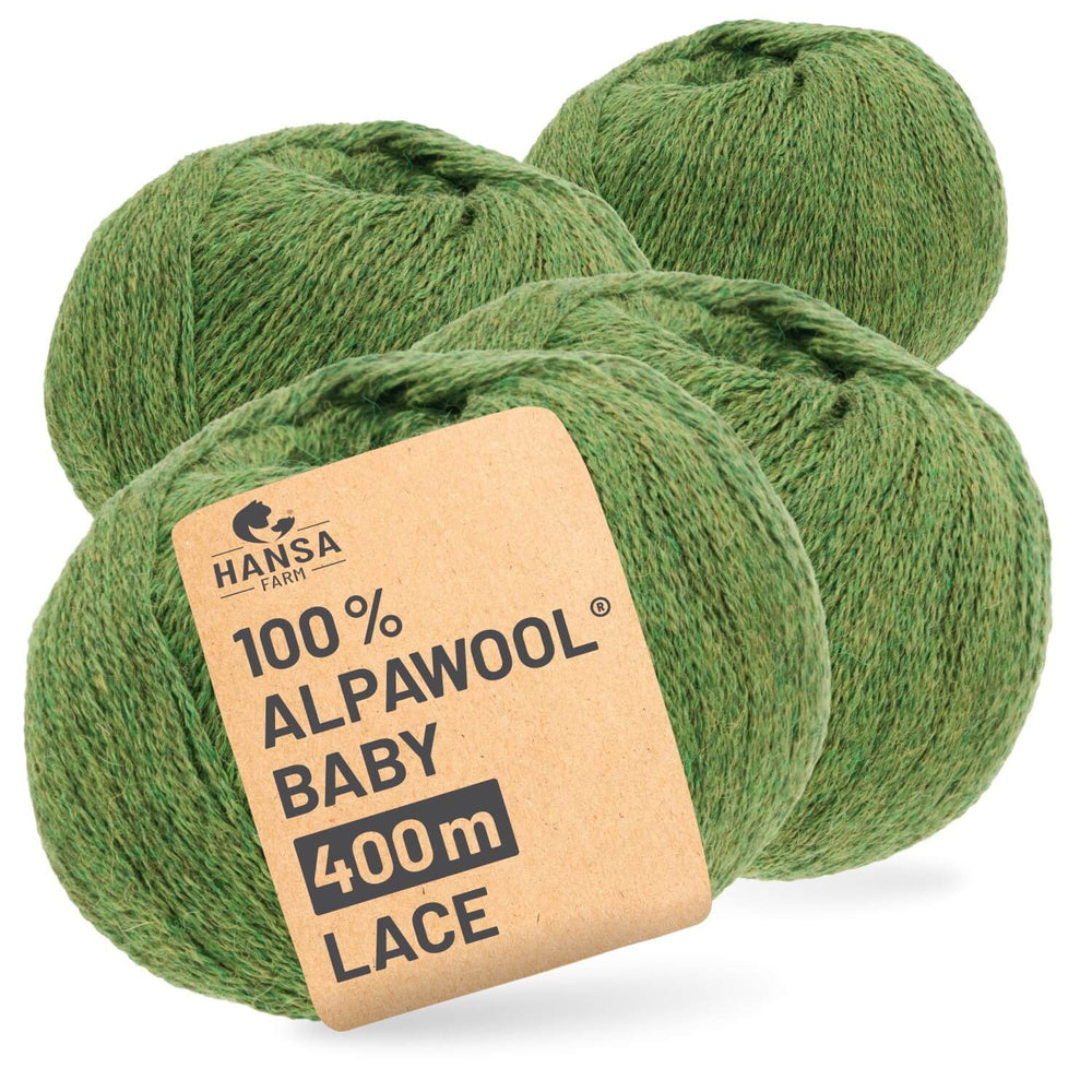 Alpawool® Baby 400 Lace HF285 - 4x50g Alpaca Wool Medium Green Melange