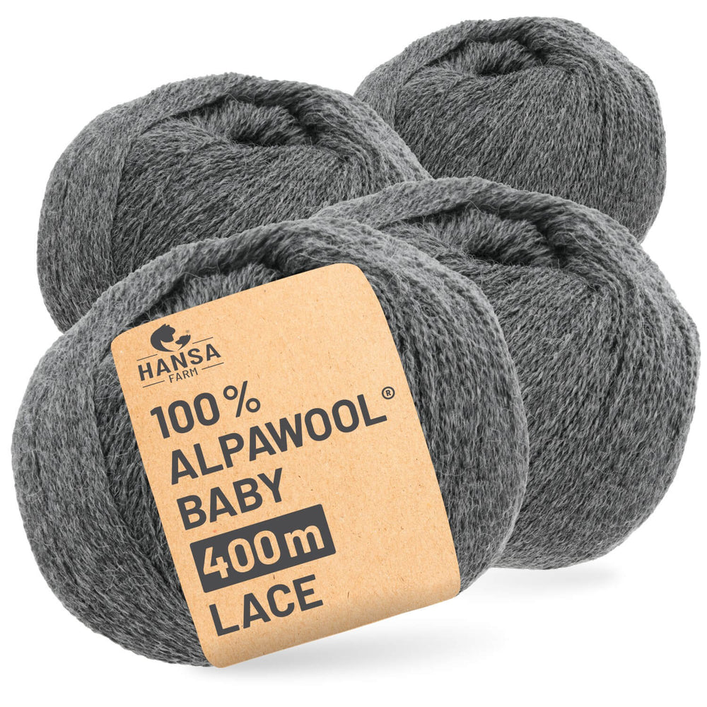 Alpawool® Baby 400 Lace NFA12 - 4x50g Alpakawolle Dunkelgrau